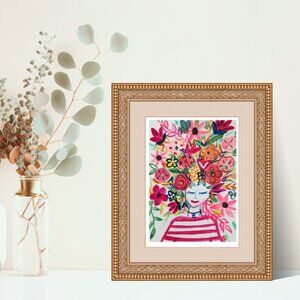 Garden Beauty Art Print 5x7 Colorful Goddess Floral Rainbow Art